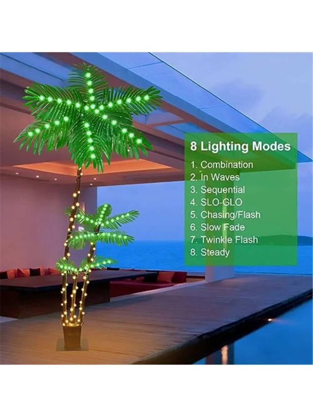 6FT LED Lighted Palm Tree Outdoor Indoor Waterproof Tropical Patio Decor Light